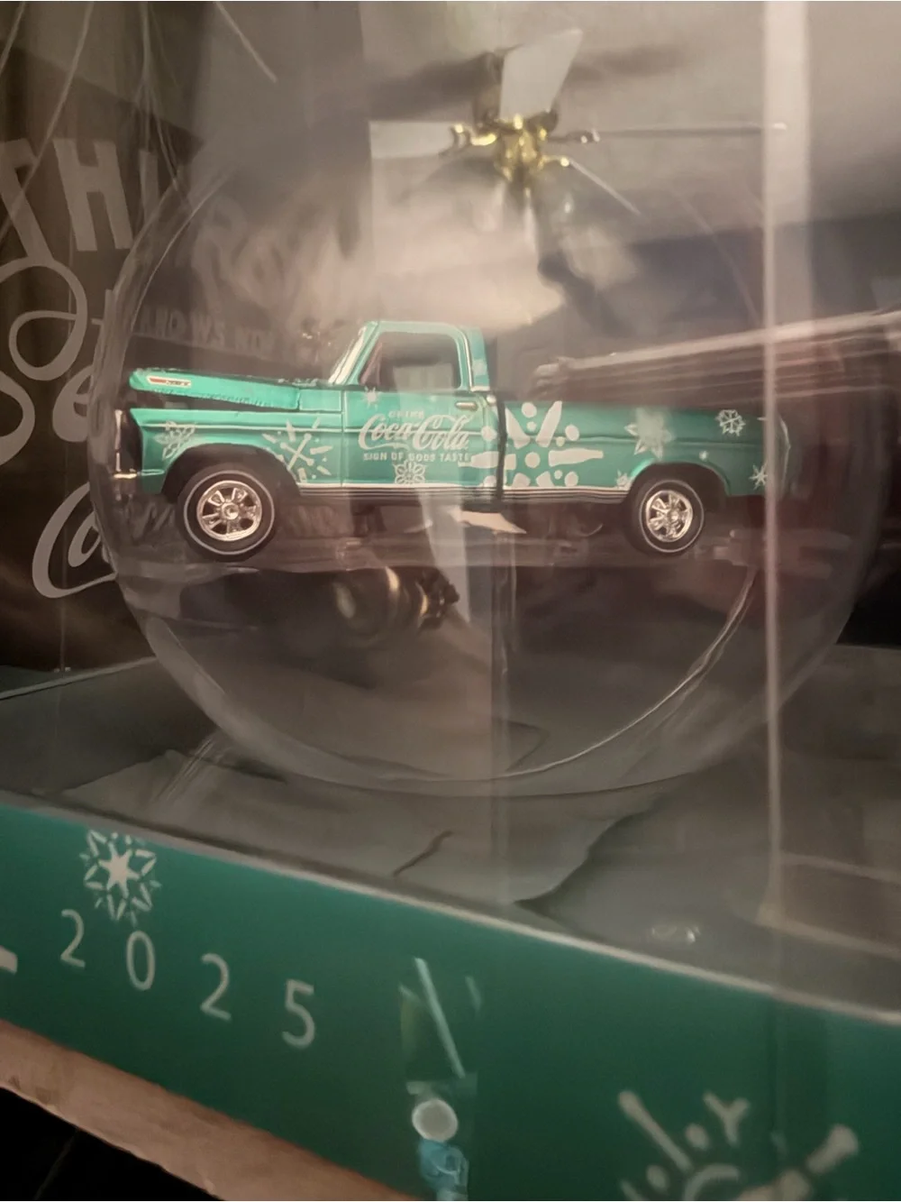 Teal Vintage Pickup Christmas ornament Brand:Coca Cola 2025 Holiday Ornament
